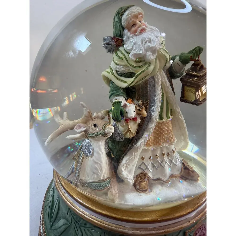 Vintage Fitz and Floyd Holiday Gregorian Santa Snowglobe Working Music Box